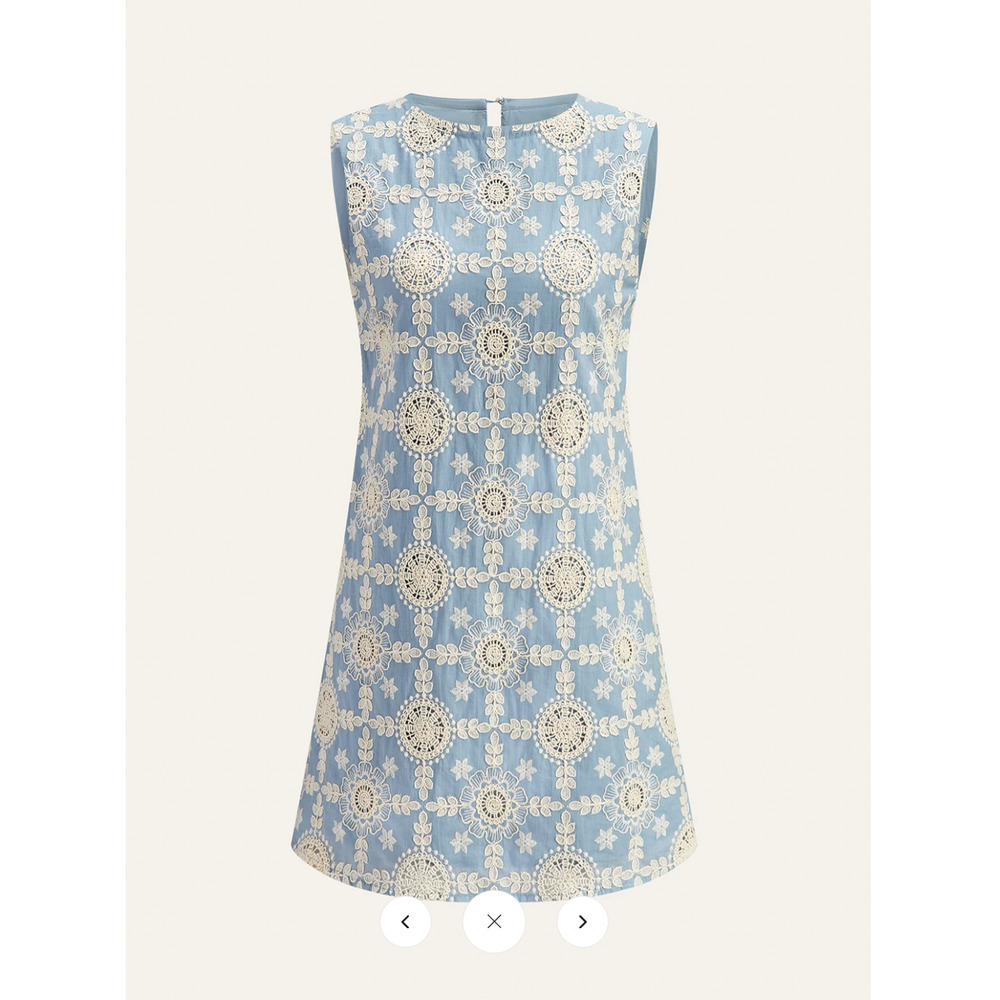 Commense  Embroidered Cotton Sleeveless Dress Sz M